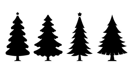 Fototapeta premium set of xmas tree silhouette vector on tranparent background