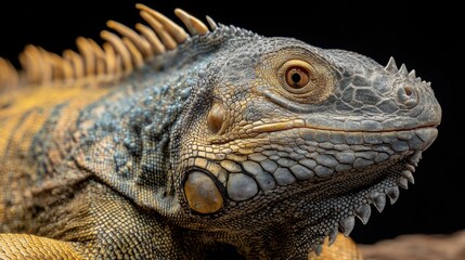 Fototapeta premium Portrait of a Green Iguana: Reptilian Majesty