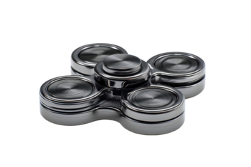 Black Metal Fidget Spinner isolated on a transparent background