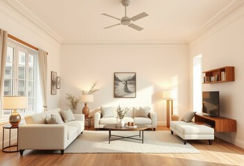 Cosy living room interior with minimalist style