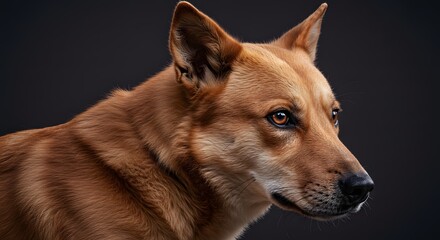 Fototapeta premium Red Dog Portrait on Dark Background