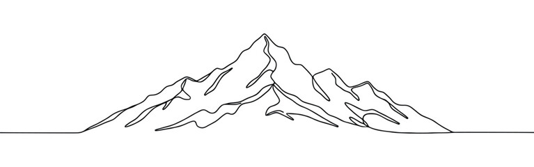 Mountains continuous one line drawing. Mountain sign in simple linear style.