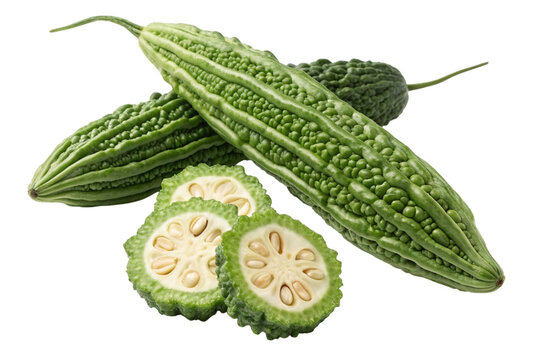  bitter gourd on white background