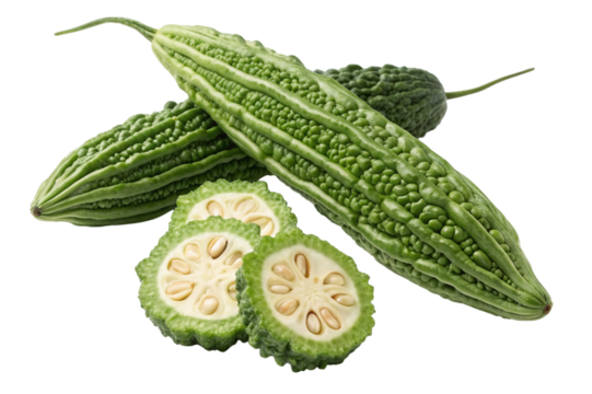  bitter gourd on white background