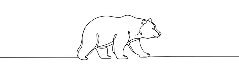 Bear continuous one line drawing. Grizzly bear. Vector illustration.