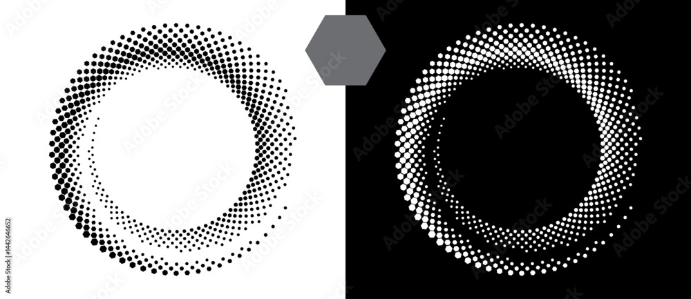 Aufkleber abstract background with hexagons in spiral. art design spiral as logo or icon. a black figure on a 