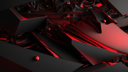 3D Abstract Red and Black Background Photo