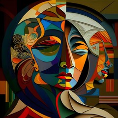 Abstract human oil paintings for wall decor modern art women modern art gallery colorful design art Photo