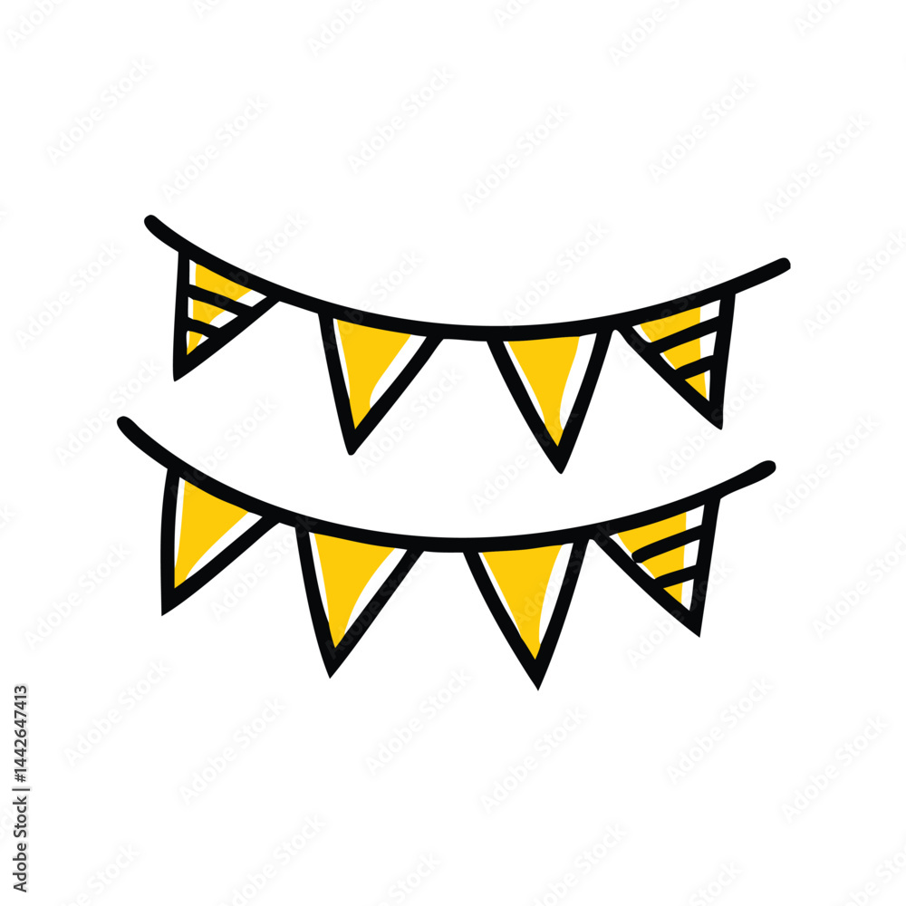 Poster bunting flags party decorations on white background for web and graphic design