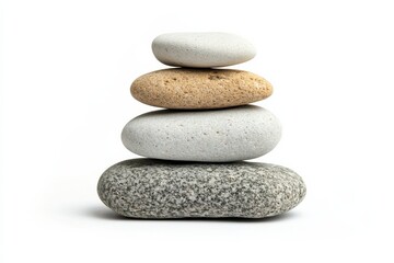 Stacked stones on white base