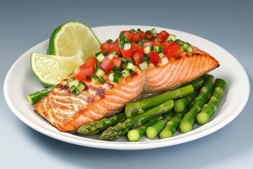 Grilled Salmon with Asparagus and Pico de Gallo