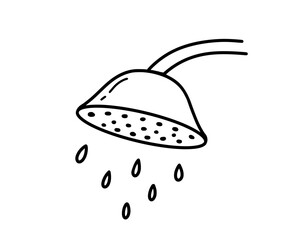 Shower hand drawn in doodle style. Vector line art isolated illustration.
