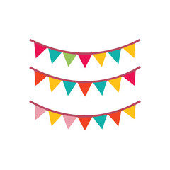 Obraz premium bunting flags party decorations on white background for web and graphic design