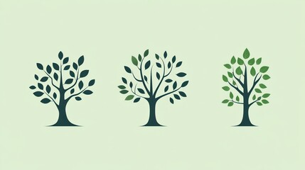 Obraz premium Three trees, different shades, light background