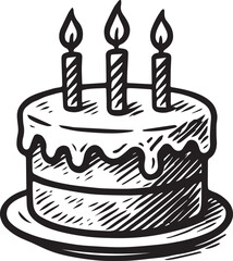 Birthday cake drawing vector illustration