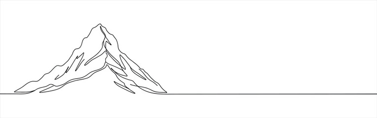 Mountains continuous one line drawing. Mountain sign in simple linear style.
