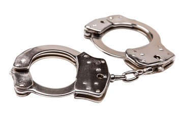 Obraz premium Closeup Of Metal Handcuffs On Transparent Background