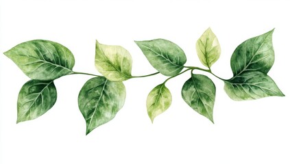 Obraz premium Delicate greenery branch with variegated leaves