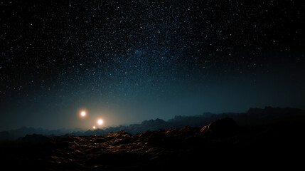 Planets shining in the starry sky