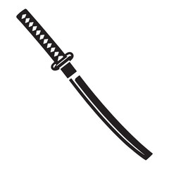 Elegant Wakizashi silhouette, symbol of Samurai tradition – Wakizashi illustration – Minimalist Wakizashi vector – Weapon silhouette

