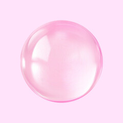 Realistic glossy glass ball.Abstract 3D light bubble with glare.Geometric abstract shape.