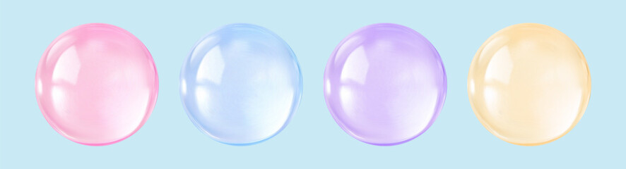 Realistic glossy glass ball.Abstract 3D light bubble with glare.Geometric abstract shape.