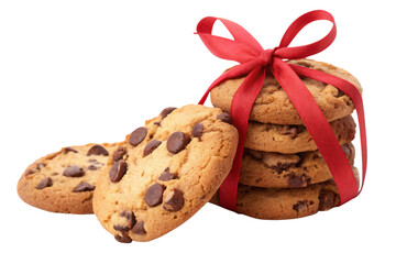 chocolate chip cookies isolated on white