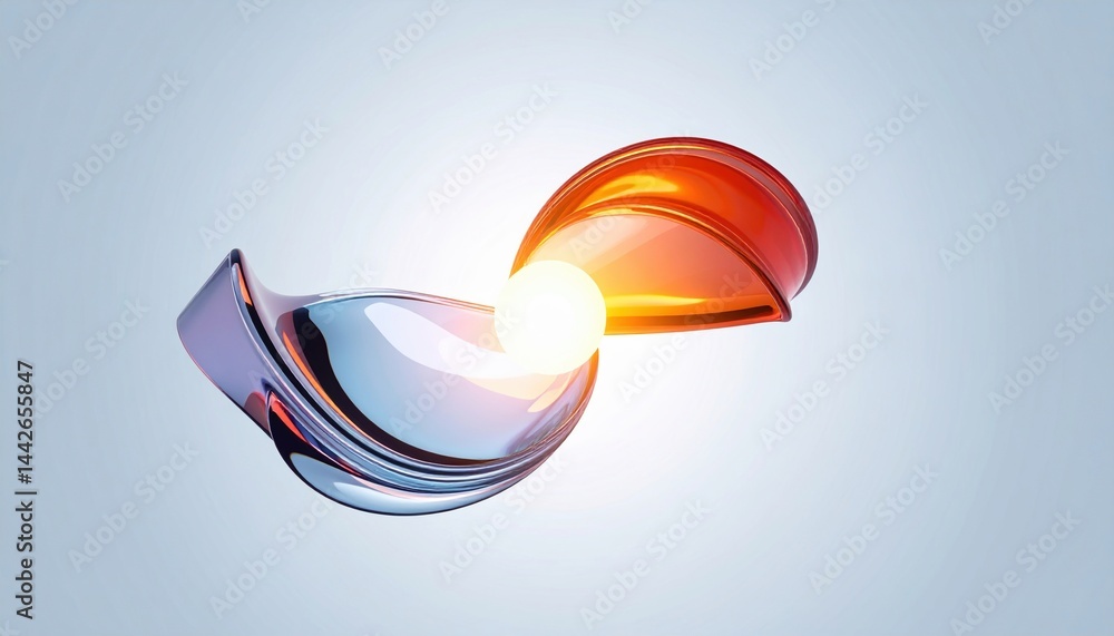 Poster dynamic interaction of light and form abstract art digital visualization contemporary style close-up