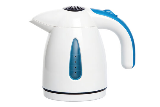 Electric kettle with ergonomic handle and water level indicator isolated with transparent background