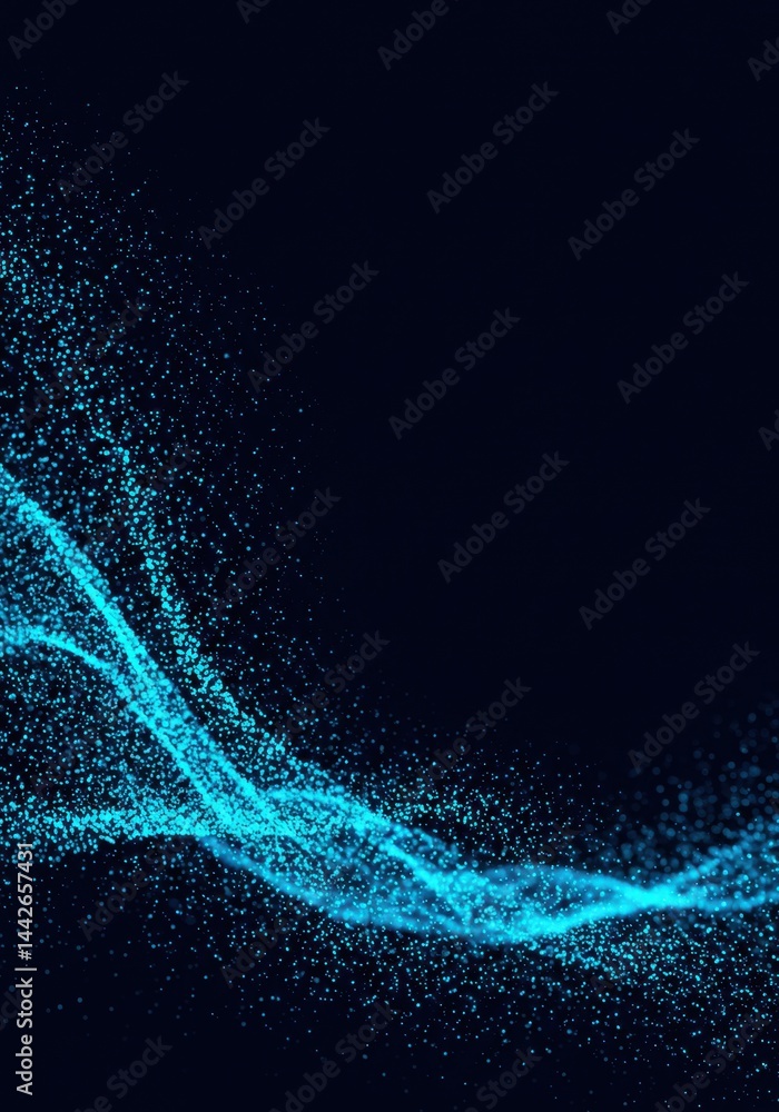 Aufkleber abstract blue particle wave: dynamic flowing digital art design