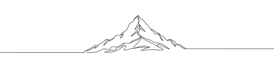 Mountains continuous one line drawing. Mountain sign in simple linear style.