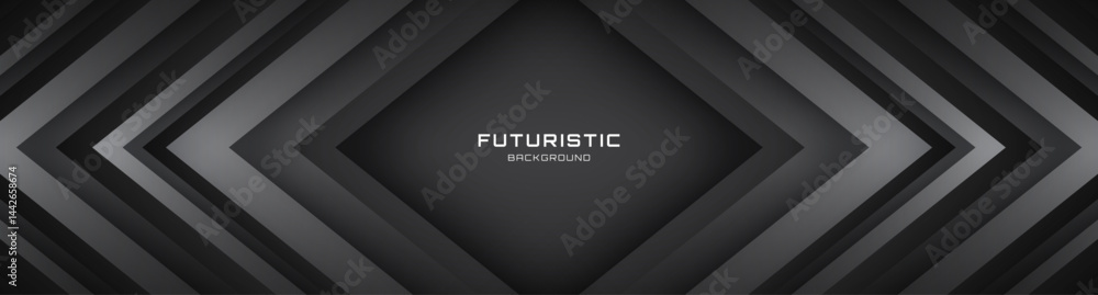 Poster 3d black techno abstract background overlap layer on dark space with arrows lines effect decoration.