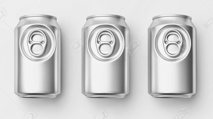 Top view of 330 ml aluminum cans with pull-tabs facing up, on a white background.
