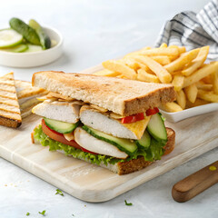 Delicious Chicken Sandwich with Fries: Recipe & Food Photography