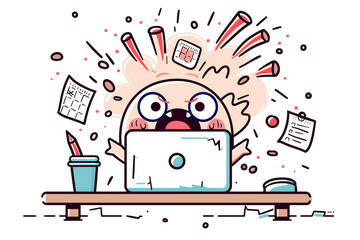 cartoon sticker of a freelancer panicking over deadlines