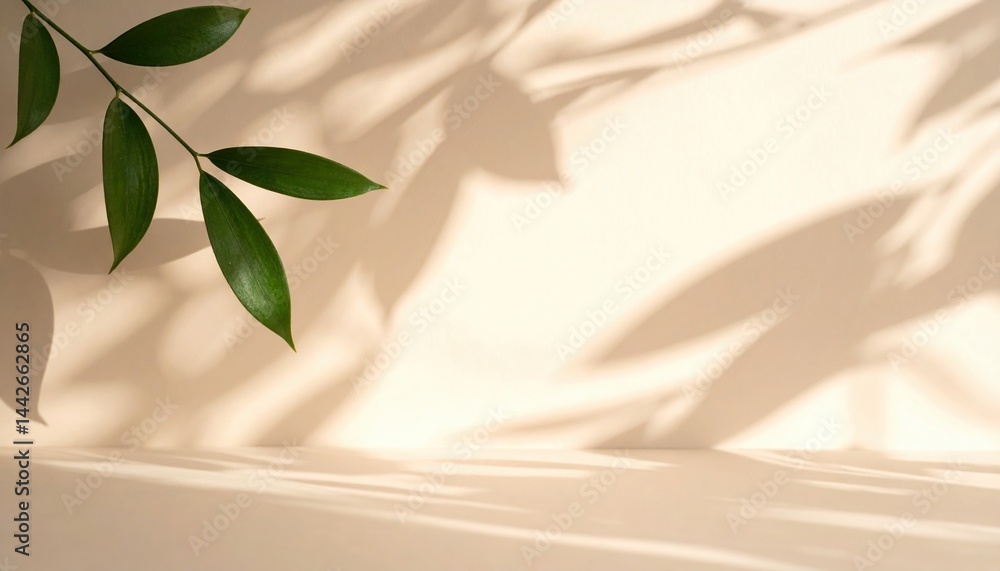 Poster leaf shadows creating intricate patterns on a soft background indoor setting nature photography calm