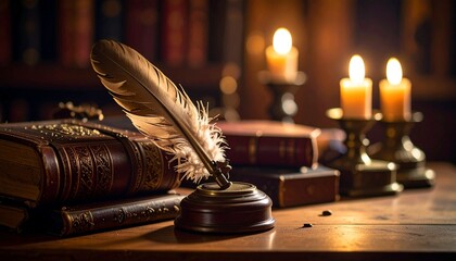 アンティークな書斎と羽ペン3