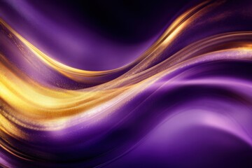 Abstract design of flowing, golden and purple lines.
