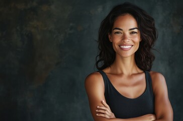 Fototapeta premium Ultra-realistic portrait of a confident woman smiling
