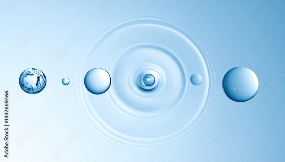 Poster water droplets ripple effect underwater scene abstract art calm environment close-up view fluid dyna