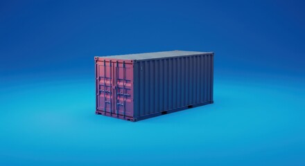 Isolated shipping container on a blue background