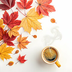 Autumn Coffee: Warm Drink with Fall Leaves Background