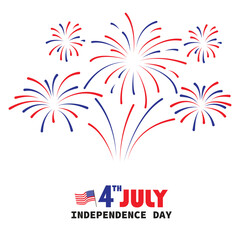 fireworks with a red and blue stars and sparks . United states of america independence day fireworks. Red, blue fireworks for 4th of July. isolated on white. vector illustration
