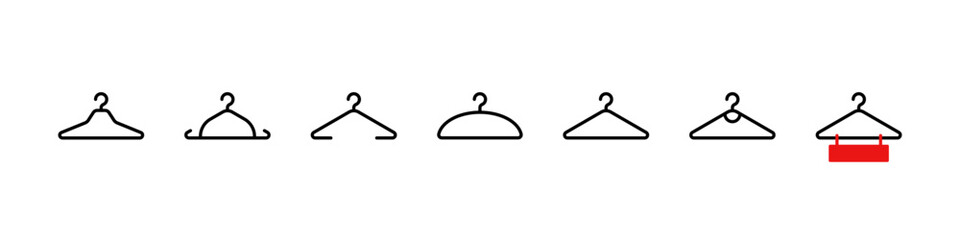 Hanger line icons. Shop hanger collection icons, signs. Clothes rack vector icon
