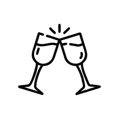 clinking glasses cheers toast on white background for web and graphic design
