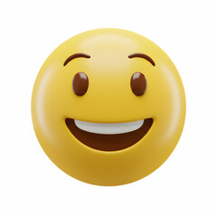 Fototapeta premium Happy Smiling Emoji 3D Rendered Yellow Face