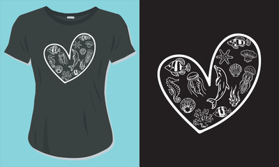 Marine Biology T-Shirt Design with Mockup Template For Print, Poster, Card, Mug, Bag, Invitation And Party.	