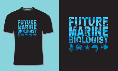 Marine Biology T-Shirt Design with Mockup Template For Print, Poster, Card, Mug, Bag, Invitation And Party.	