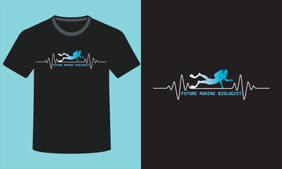 Marine Biology T-Shirt Design with Mockup Template For Print, Poster, Card, Mug, Bag, Invitation And Party.	