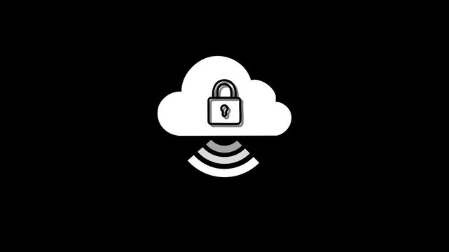 cloud computing lock icon | vector flat design element white on black background. , security concept. Vector sketch illustration for print, web, mobile and infographics on white background.